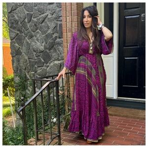41 Beautiful Boho Silk Blend One of Kind Maxi Dress